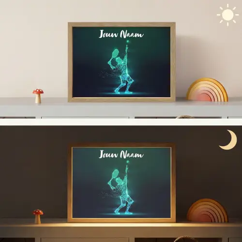 Tennis - Futuristisch - Sport - Neon Light Box met batterij (Wandlamp kind) middel -sfeer3_kind