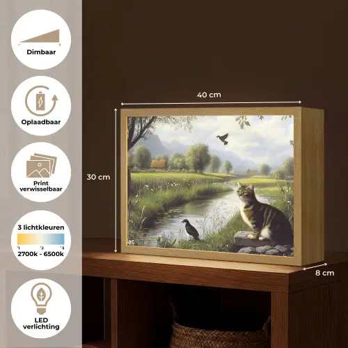 Kat - Beekje - Weide Light Box met batterij (Wandlamp) middel -USP_websiteoverzichtNL