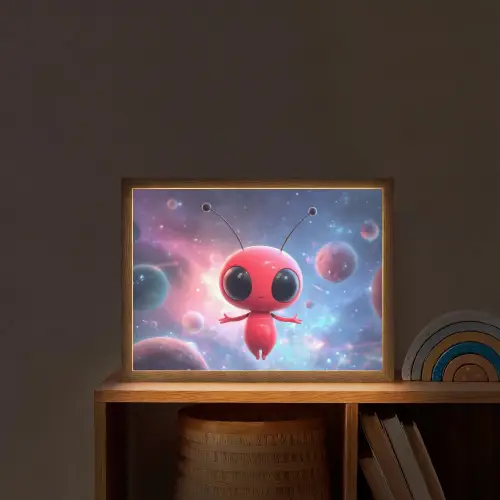 Buitenaards wezen - Rood - Planeten Light Box met batterij (Wandlamp kind) middel -sfeer1_kind