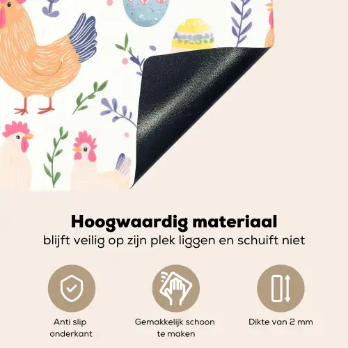 Patroon - Kip - Paaseieren Inductie beschemer met haakjes klein -ky-onderkant-nl