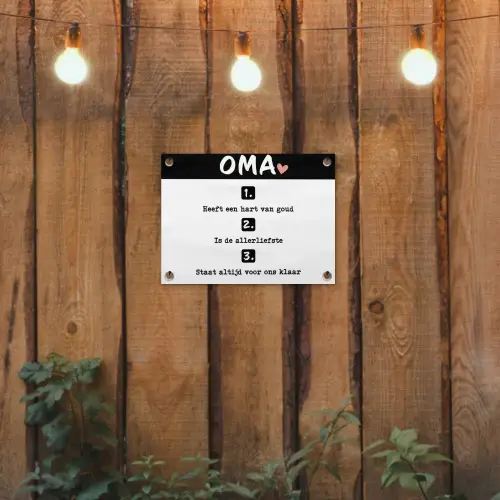 Quotes - Oma is de allerliefste - Spreuken - Oma tuinposter los doek klein -sfeer1