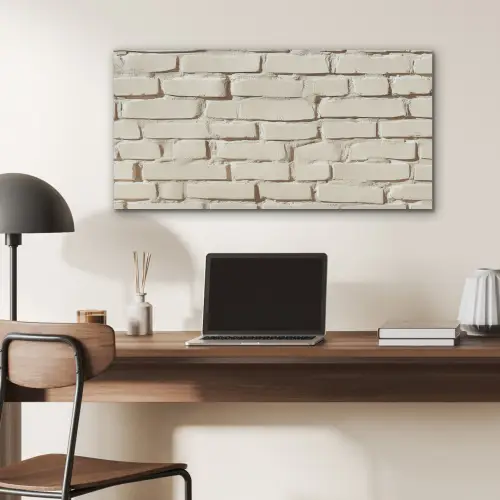 Bakstenen - Muur - Licht - Wit PET vilt middel -sfeer5