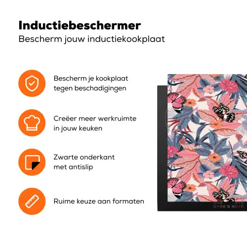 Tropisch - Zomer - Vlinder - Perzik Inductie beschermer vinyl 3mm klein 276 -zzzzzzz-td-ups