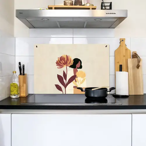 Vrouw - Minimalistisch - Bloem Inductie beschemer met haakjes klein -sfeer2