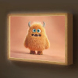 Monster - Knuffel - Oranje Light Box met batterij (Wandlamp kind) middel -z3d_website