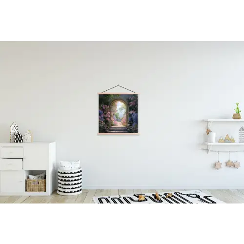 Doorkijk - Rozen - Vintage - Bloemen textielposter latten blank klein -kinderkamer