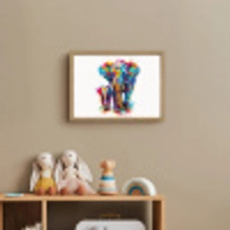 Olifanten - Dieren - Verf - Kleurrijk Light Box met batterij (Wandlamp kind) middel -sfeer2_kind