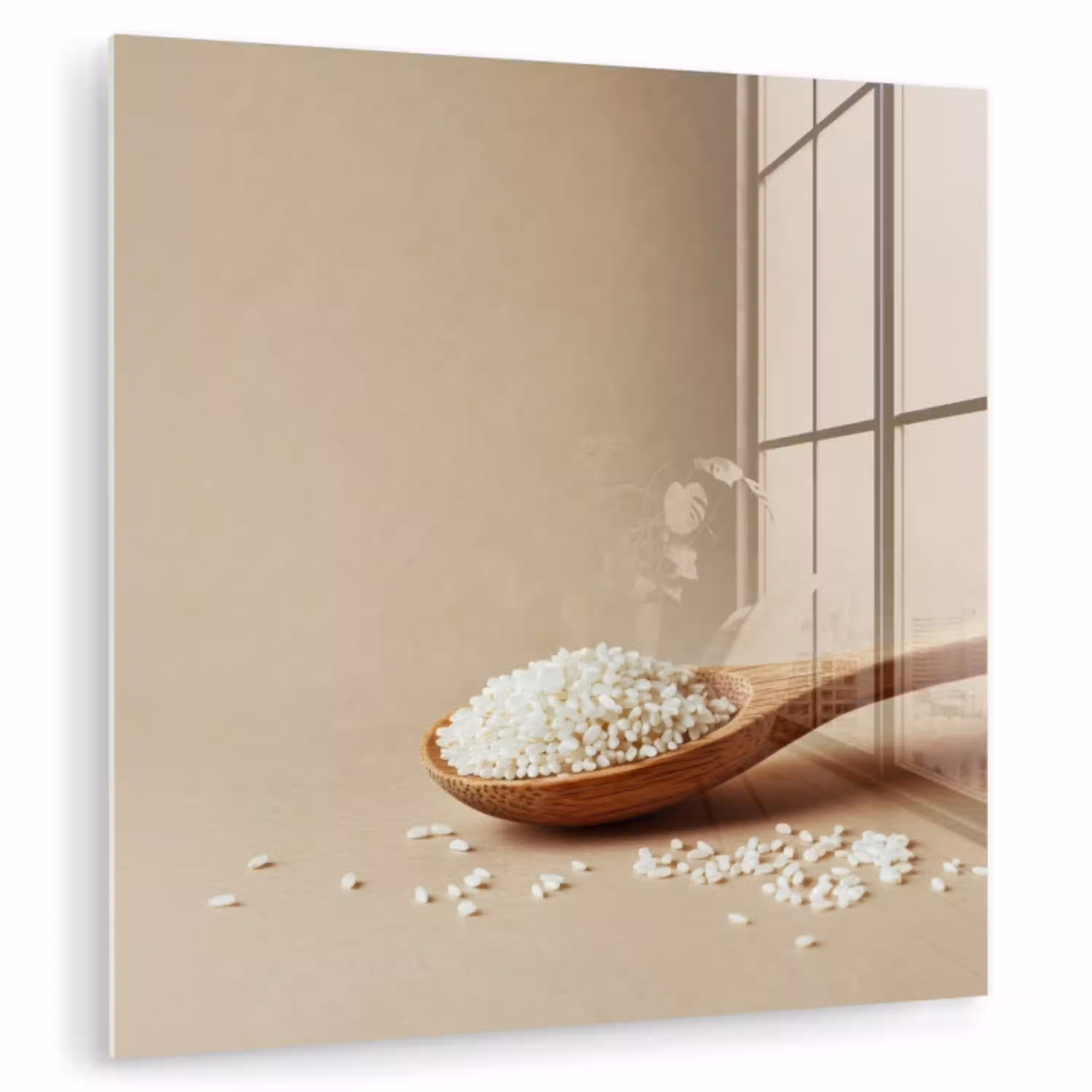 Lepel - Rijst - Hout - Beige plexiglas 5mm klein -zzzproduct_nieuw