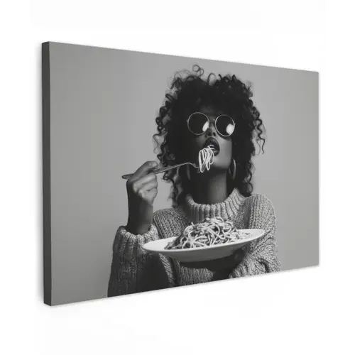 Vrouw - Pasta - Zwart - Wit canvas 2cm klein -z3d