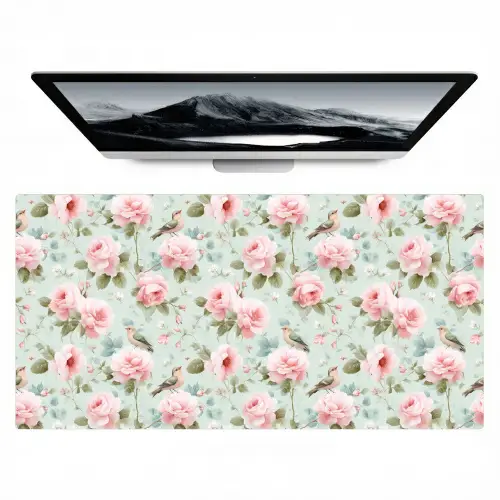 Rozen - Vogels - Pastel - Kleurrijk Muismat XXL klein 681 -zzz3d