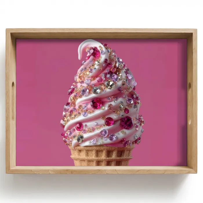 Softijs - Edelstenen - Roze - Hoorntje Dienblad Rechthoek middel -z3d_shopping