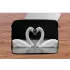Zwanen - Hart - Zwart - Wit laptophoes neopreen klein -tafel