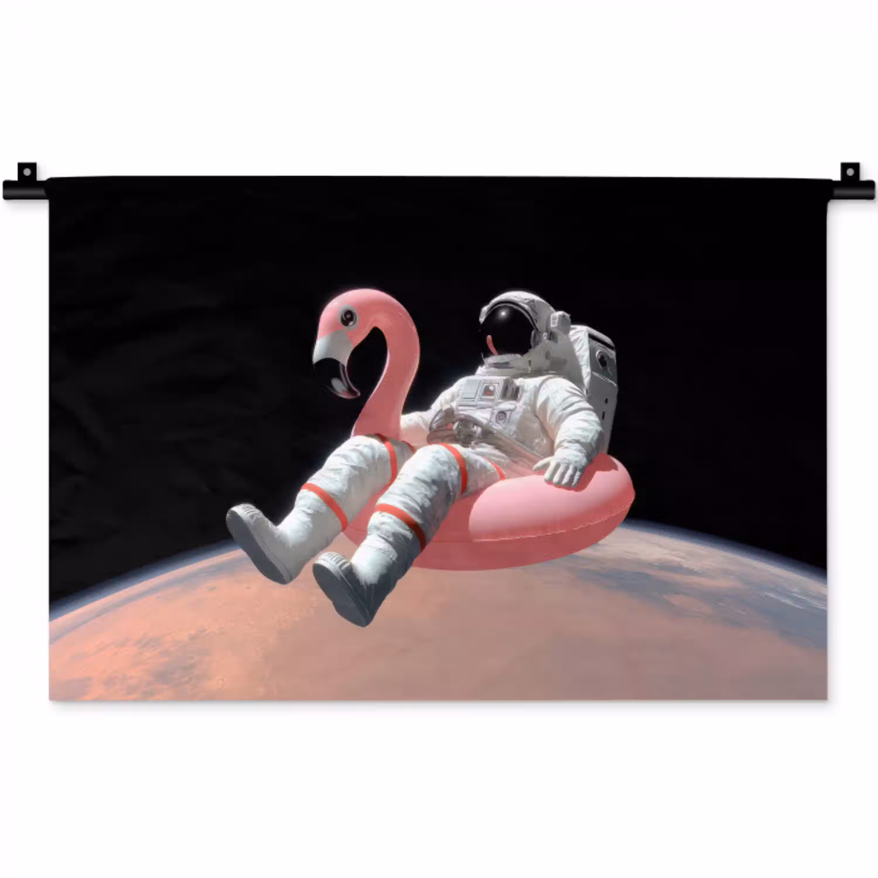 Astronaut - Flamingo - Zwemband - Roze Wandkleed katoen klein -zz3d