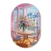 Pink - City - Bloemen Wandcirkel Ovaal Forex klein -3d