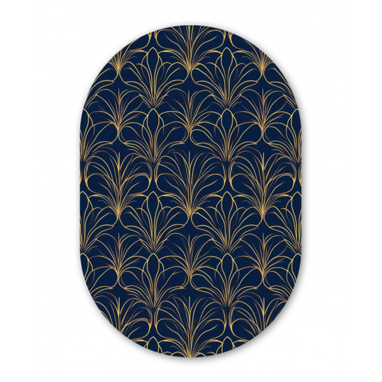 Deco - Waaier - Blauw Wandcirkel Ovaal Forex klein 630 -3d