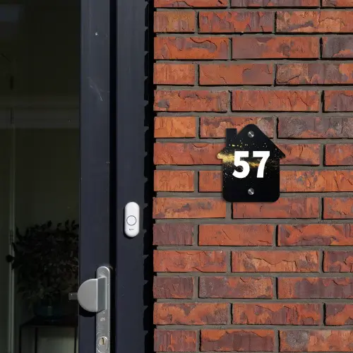 Gouden verfspatten - Traditioneel Naambord Huisje klein -sfeer2