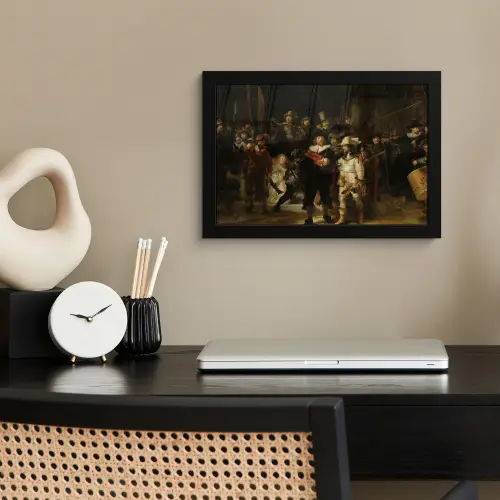 De Nachtwacht - Kunst - Oude meesters - Rembrandt fotolijst zwart zonder passe partout klein -sfeer1