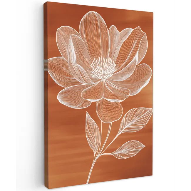 Bloem - Minimalistisch - Wit Tuinposter op houten frame 2 cm dik klein -3d