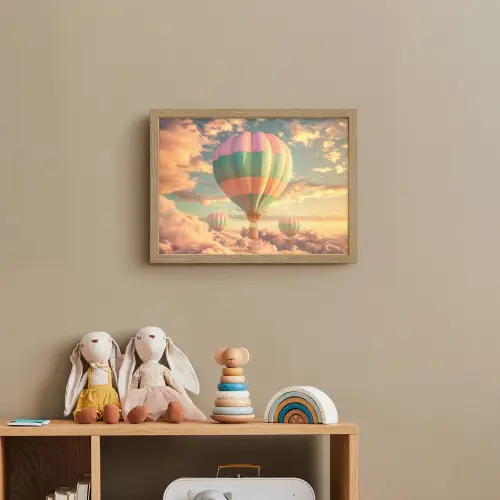 Luchtballon - Dromen - Wolken - Lucht Light Box met batterij (Wandlamp kind) middel -sfeer2_kind