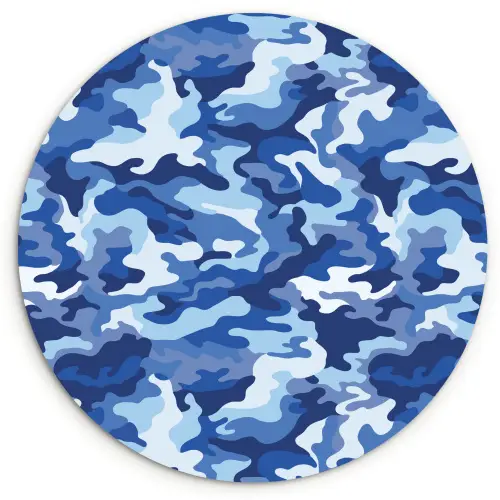 Blauw - Camouflage - Golvend Wandcirkel plexiglas klein 852 -3d