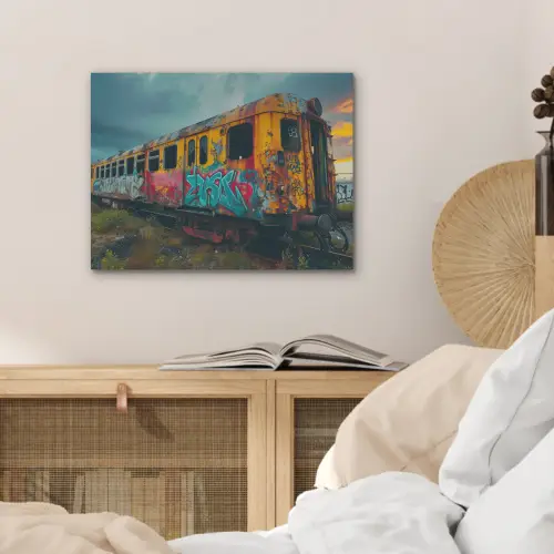 Graffiti - Trein - Street art - Verlaten PET vilt klein -sfeer3