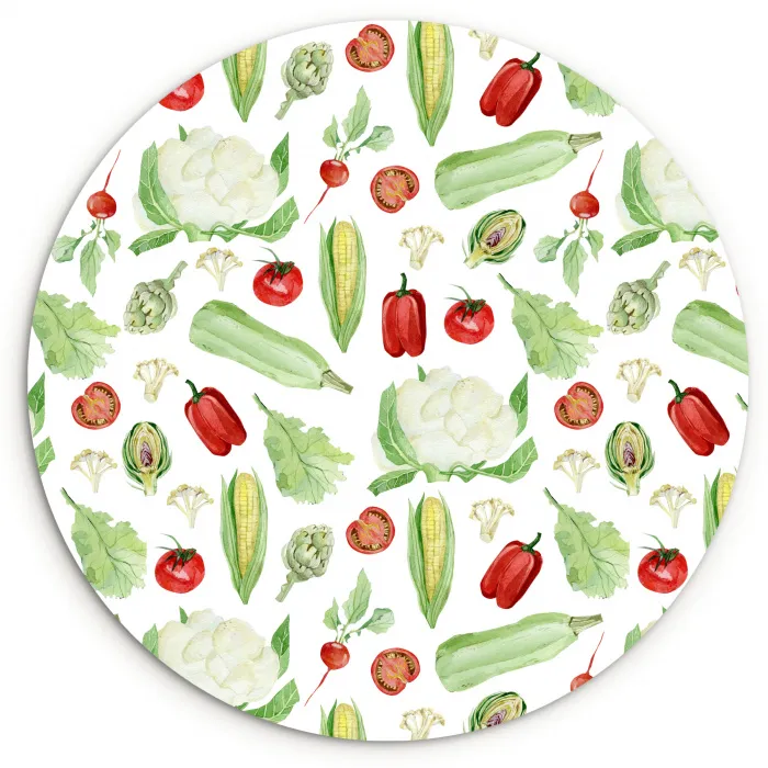 Patroon - Groen - Rood - Groente Wandcirkel plexiglas klein 852 -3d