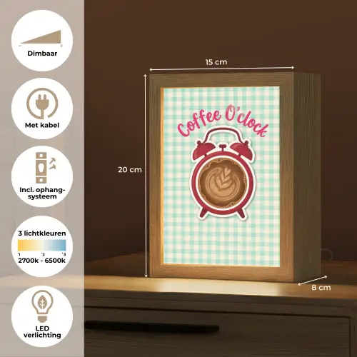 Koffie - Klok - Groen Light Box met kabel (Tafellamp) klein -USP_NL