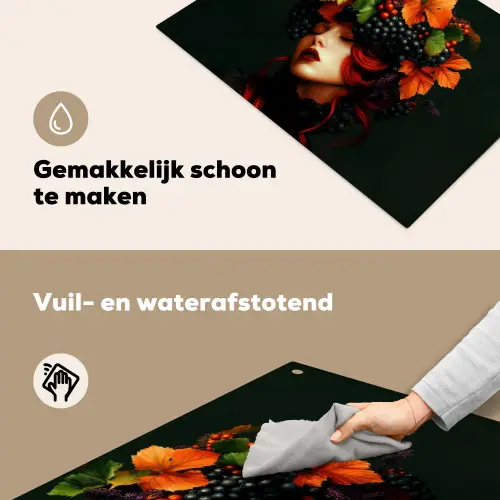 Vrouw - Rood - Groen - Druiven Inductie beschemer met haakjes klein -ky-schoon-nl