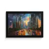 Auto - Skyline - Zon - Blauw fotolijst zwart zonder passe partout klein -3d