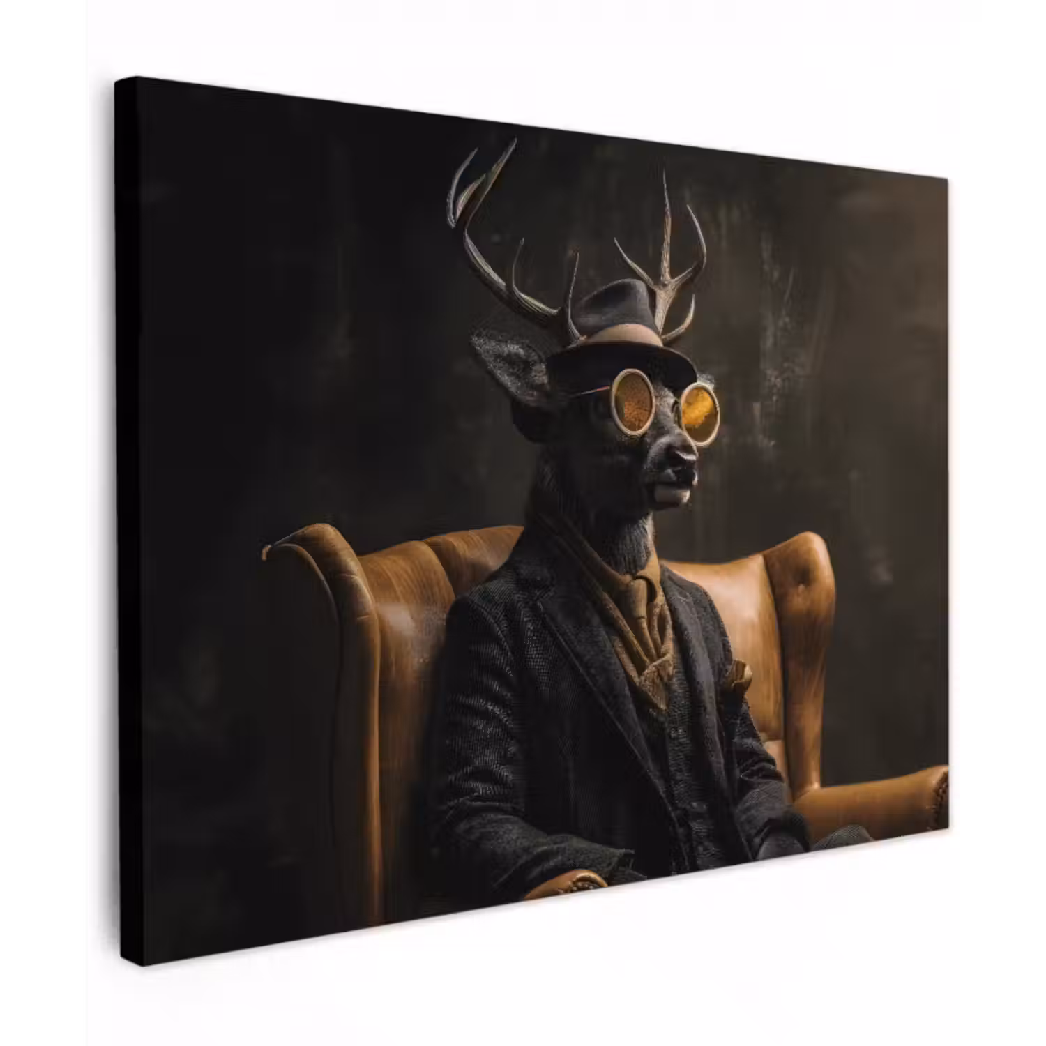 Leinwandbild - Hirsche - Sonnenbrille - Schwarz - Anzug