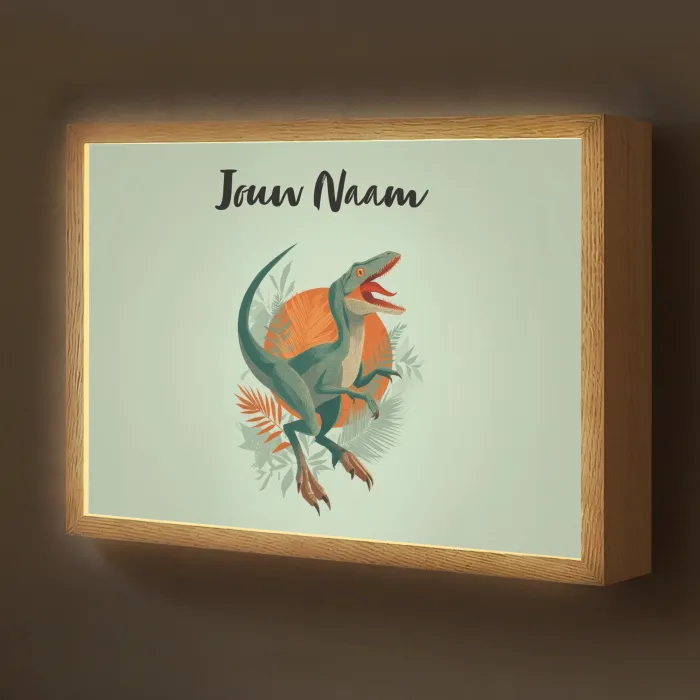 Dino - Bladeren - Grafisch - Groen Light Box met batterij (Wandlamp kind) middel -z3d_website