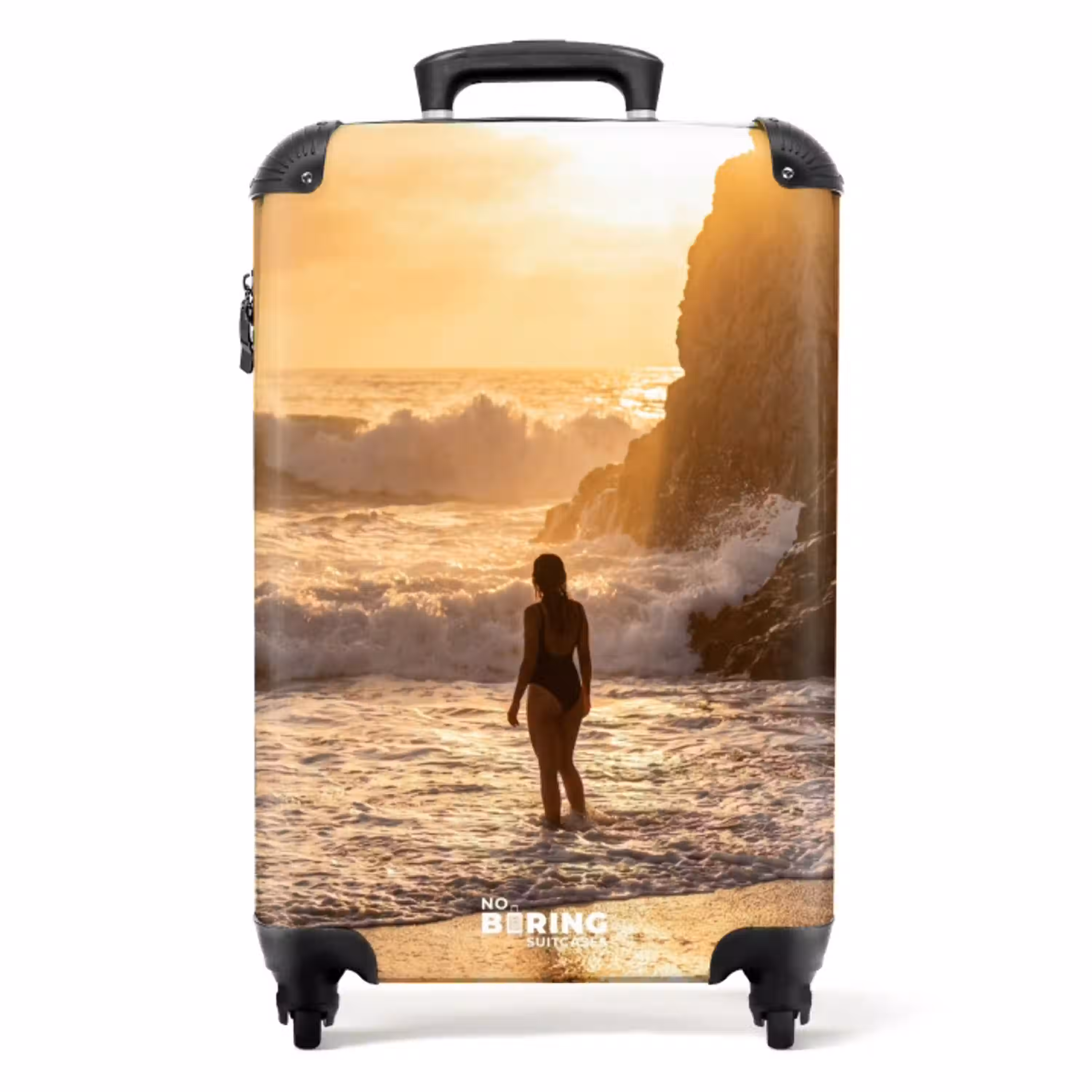 Mensen - Oceaan - Zonsondergang - Kust - Goud NBS - Handbagage koffer - Volwassenen Unisex middel -productfoto_recht