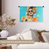 Bloemen - Vrouw - Zonnebril - Blauw Wandkleed katoen klein -sfeer1