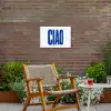 Ciao - Stippen - Roze - Wit Tuinposter op houten frame 2 cm dik klein -sfeer3