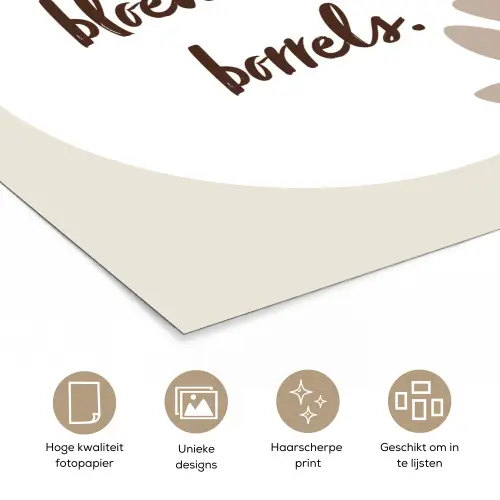 Bloemen - Quote - Zomer - Beige poster papier klein -closeup_NL