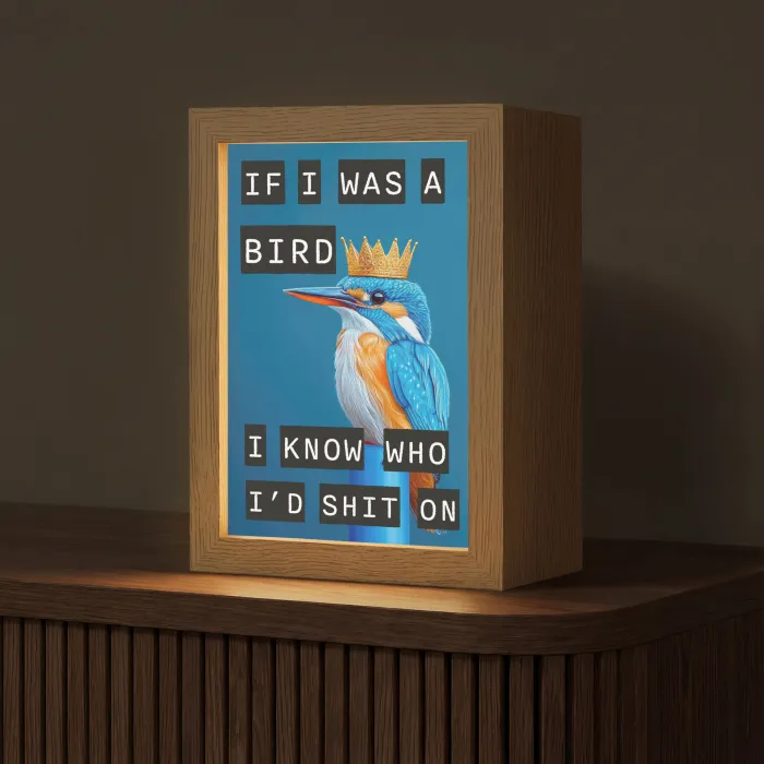 Vogel - Decoratie - Ijsvogel - Blauw Light Box met kabel (Tafellamp) klein -z3d_website