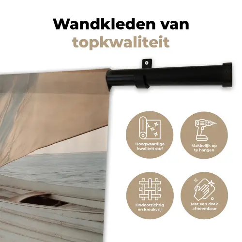 Zeilboot - Zee - Beige - Zon Wandkleed katoen klein -sfeer2