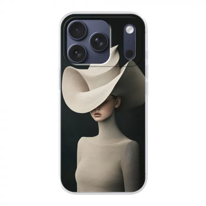 Vrouw - Golvende - Hoed Telefoonhoesje iPhone 17 Pro klein -3d
