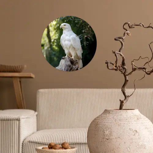 Arend - Hout - Wit - Planten Wandcirkel behangsticker klein -sfeer1