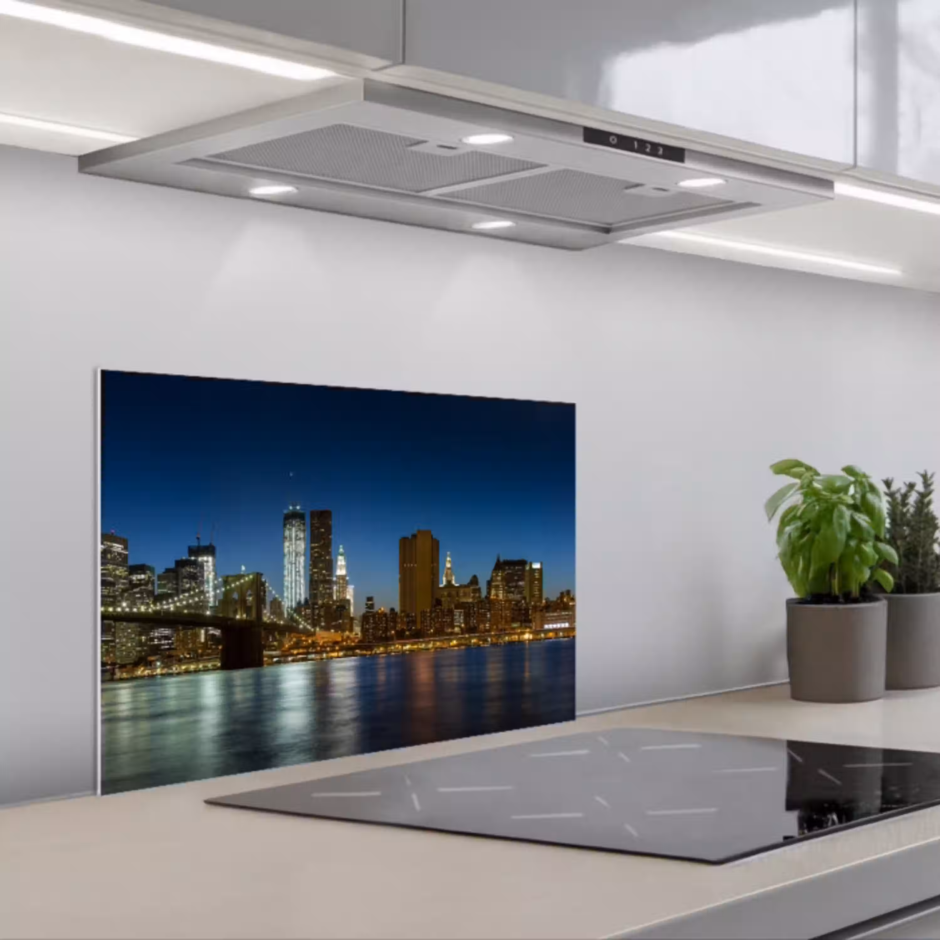 Stadslichten - Avond - Skyline - Brug keuken achterwand spatscherm klein -3d_schuin