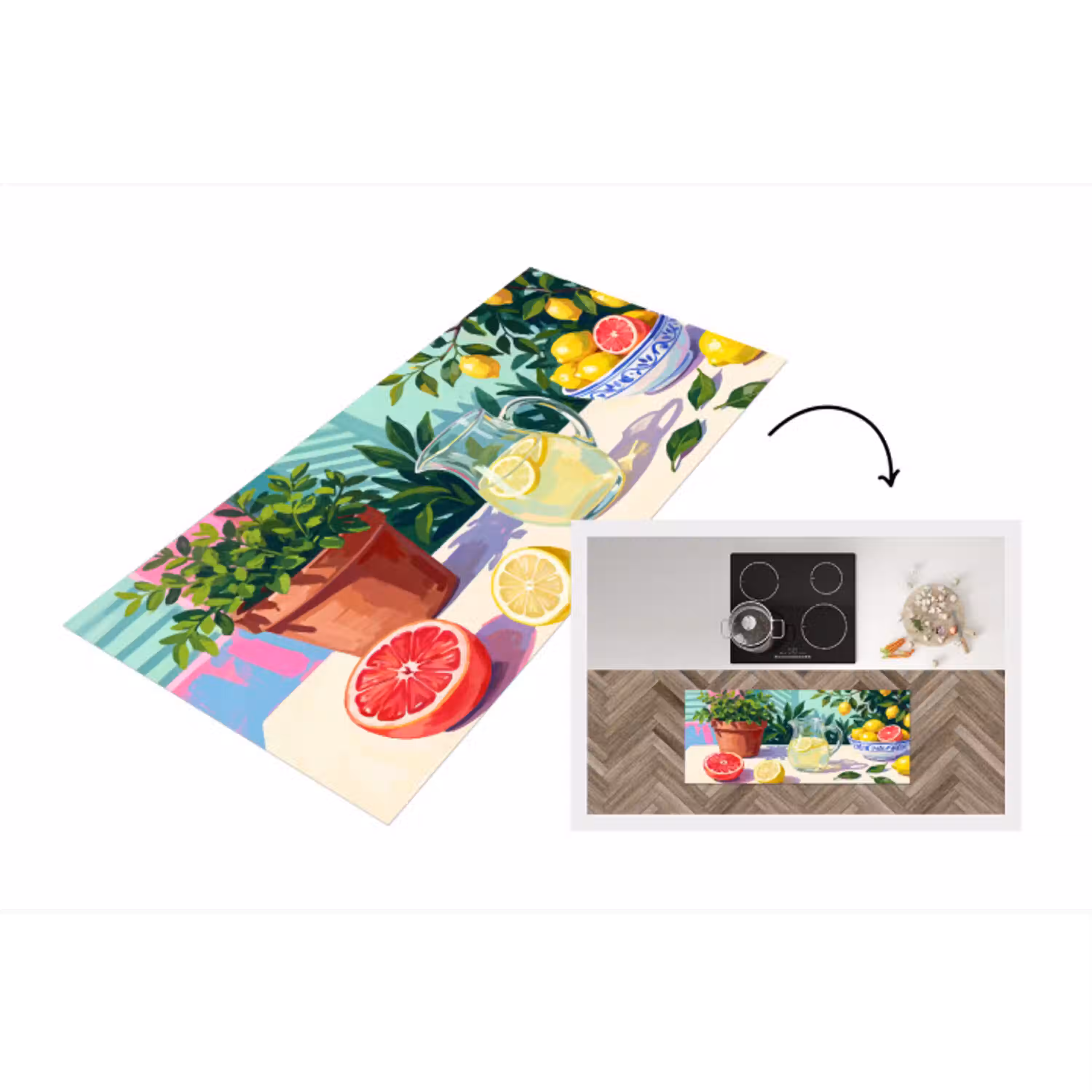 Citroen limonade zomer Keukenloper - keukenmat middel -3d