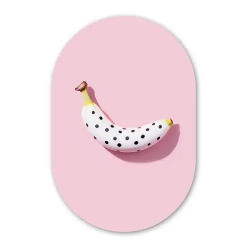 Banaan - Stippen - roze Wandcirkel Ovaal Forex klein -3d