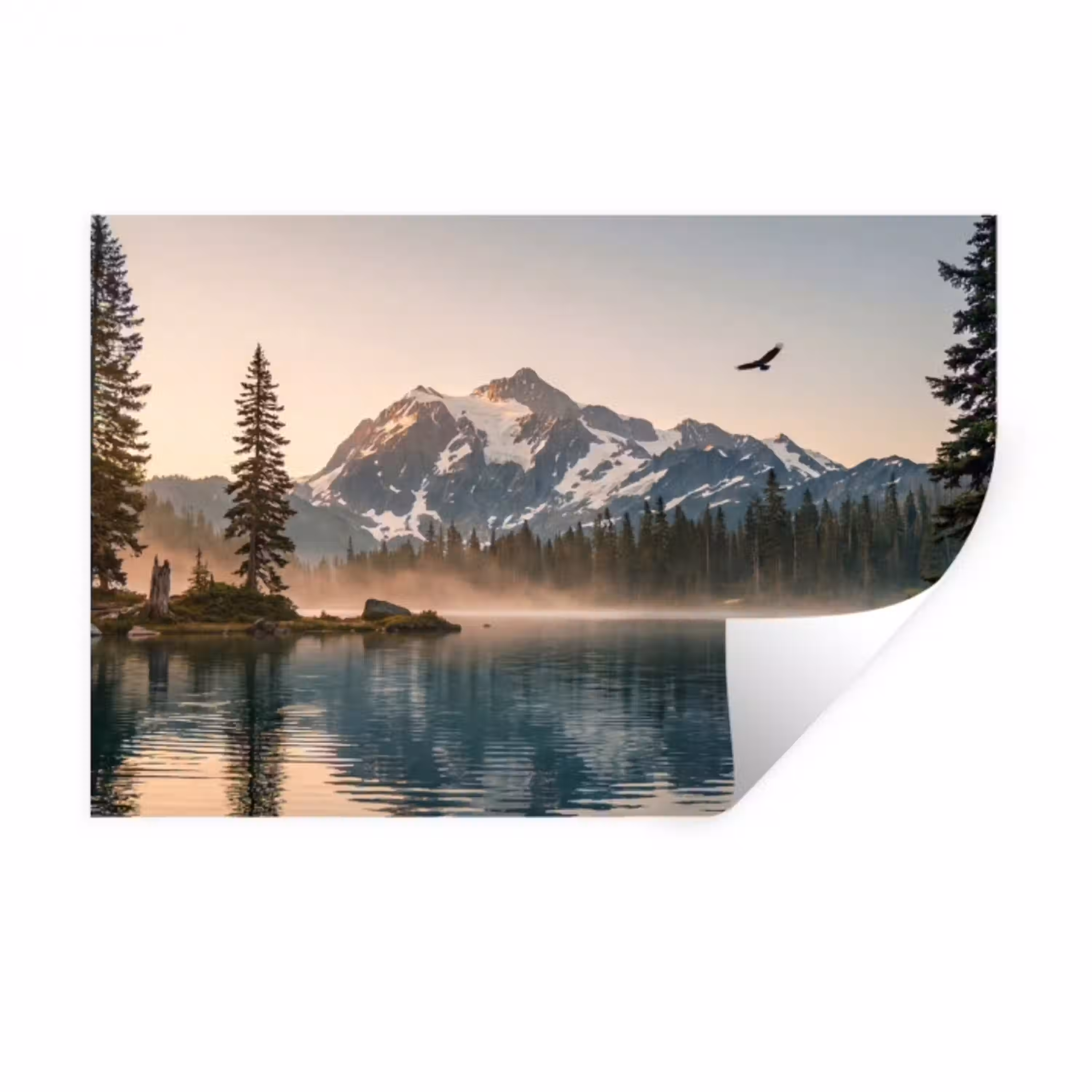 Bergen - Water - Bomen Muursticker klein -3d