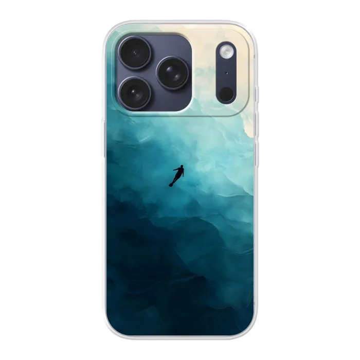 Zee - Silhouet - Abstract - Blauw Telefoonhoesje iPhone 17 Pro klein -3d
