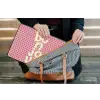 Bonjour - Stippen - Roze- Geel laptophoes neopreen klein -tas
