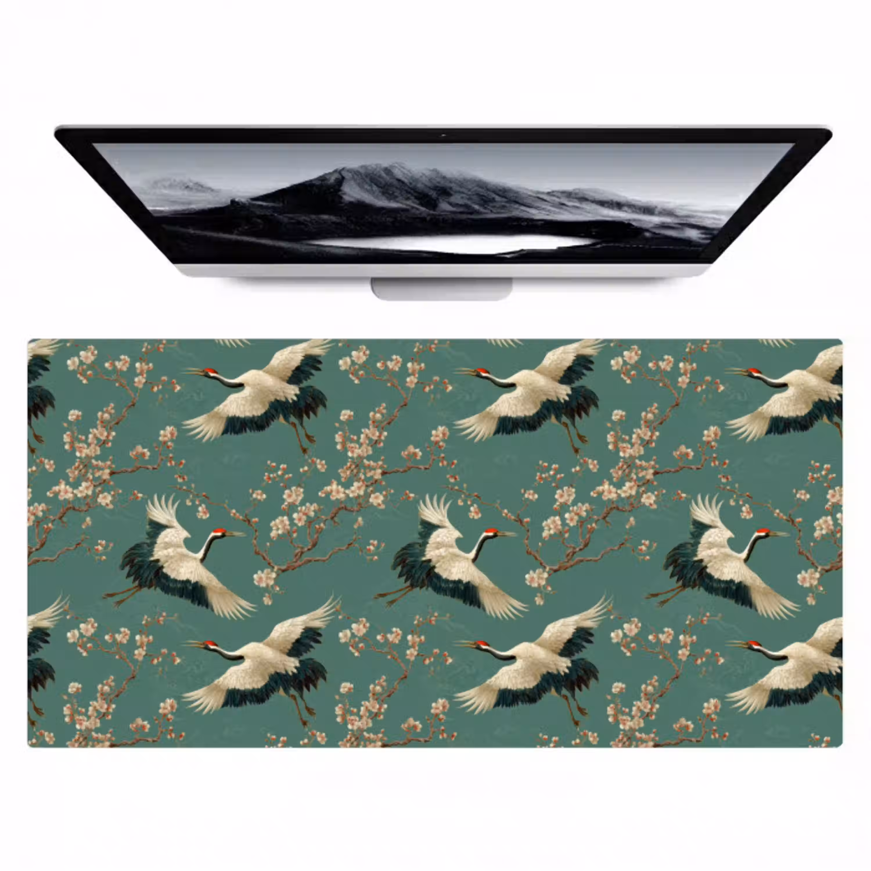 Kersenbloesem - Kraamvogels - Groen Muismat XXL klein 681 -zzz3d