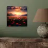 Landschap - Zonsondergang - Bloemenveld aluminium wit klein -sfeer2