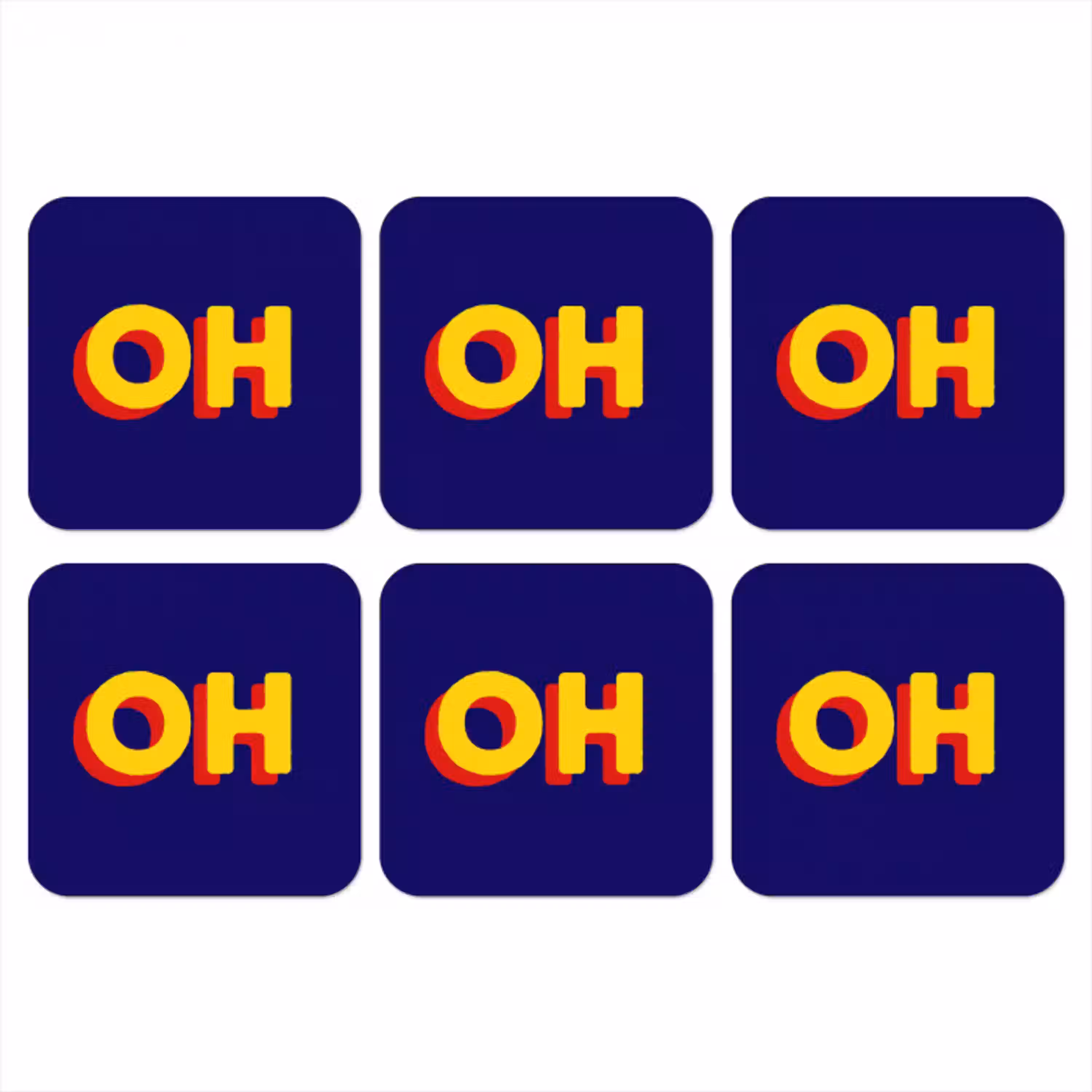 Blauw - Geel - OH - Schaduw onderzetter kurk middel -3d