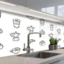 Koffie - Broodjes - Zwart - Wit keuken achterwand 2 middel -3d_schuin