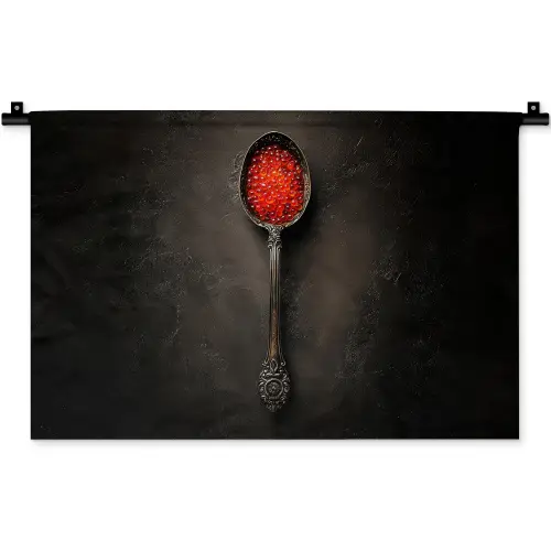 Zwart - Lepel - Caviar Wandkleed katoen klein -zz3d
